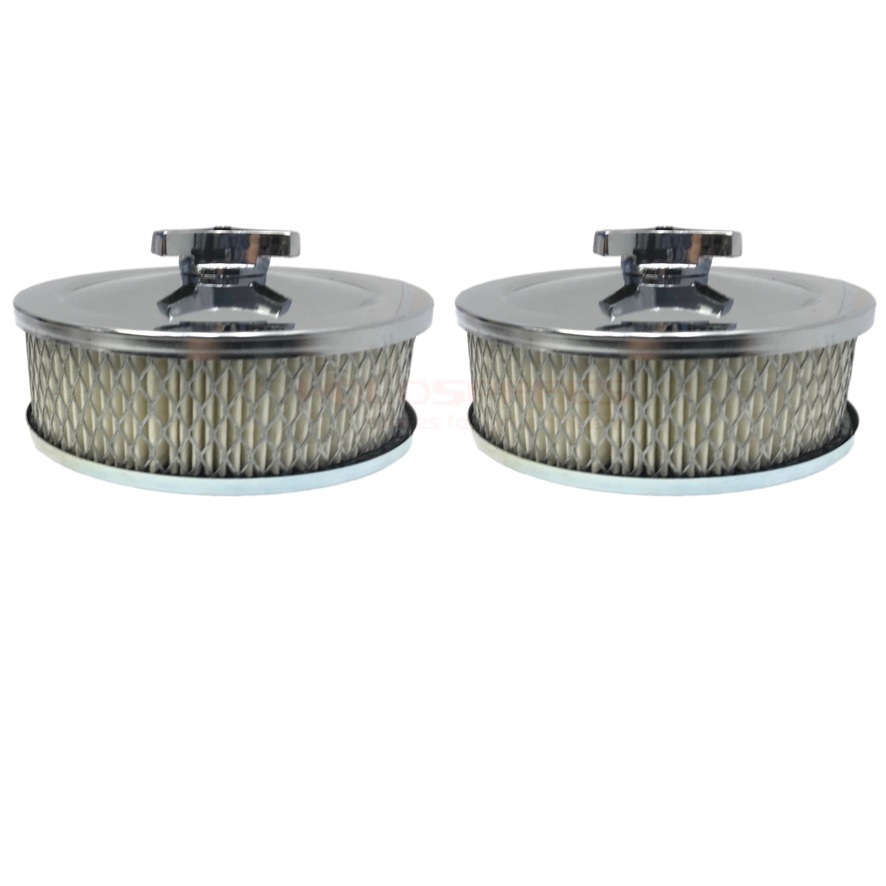 Chrome Air Cleaner Filter 4" X 2" Assembly For Carburetor – Fits 2 5/8" & 2 5/16" Neck