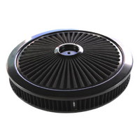 EXTRA HI FLOW ALL BLACK AIR CLEANER FILTER ASSEMBLY 14 X 2  STANDARD  5 1/8TH HOLLEY BASE