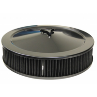 ALL BLACK AIR CLEANER FILTER ASSEMBLY 14 X 3  RECESSED BASE 5 1/8TH HOLLEY