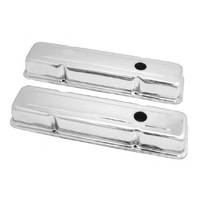 CHEVROLET CHROME LOW OEM HEIGHT VALVE COVERS BAFFLED SMALL BLOCK 283-400
