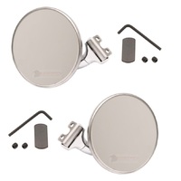 RETRO STYLE STAINLESS STEEL 4 INCH SHORT PEEP MIRRORS PAIR OF