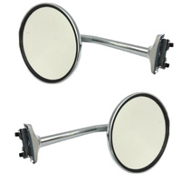 CHROME RETRO STYLE 4.5 INCH  STRAIGHT ARM PEEP MIRRORS PAIR OF