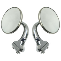  RETRO STYLE STAINLESS STEEL 3 INCH SHORT PEEP MIRRORS PAIR OF