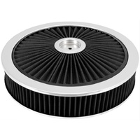 EXTRA FLOW BLACK AIR CLEANER FILTER ASSEMBLY 14X3 RECESSED BASE HOLLEY 5-1/8