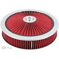 EXTRA FLOW RED AIR CLEANER FILTER ASSEMBLY 14X3 RECESSED BASE HOLLEY 5-1/8