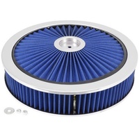 EXTRA FLOW BLUE AIR CLEANER FILTER ASSEMBLY 14X3 RECESSED BASE HOLLEY 5-1/8