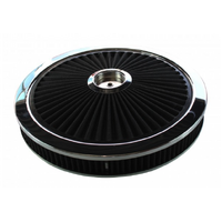 EXTRA FLOW BLACK AIR CLEANER FILTER ASSEMBLY 14 X 2 STANDARD BASE HOLLEY 5-1/8