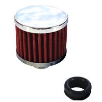 CHROME VALVE COVER OIL FILLER  BREATHER CAP RED ELEMENT PUSH ON V8 AND SIX 25 MM NECK