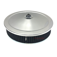 CHROME AIR CLEANER WITH BLACK WASHABLE FILTER ASSEMBLY 9X2 2-5/16 HOLDEN STROMBERG