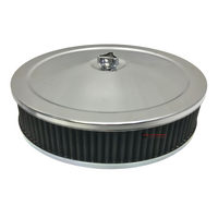 CHROME AIR CLEANER WITH BLACK WASHABLE FILTER ASSEMBLY 9X2 2-5/8 HOLDEN WW STROMBERG