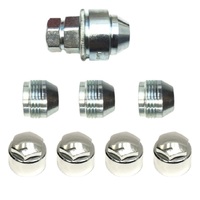 COMMODORE VE VF GMH STYLE TAPERED SEAT NEW LOCK NUT SET 14 X 1.5 CHROME CAPS
