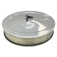 CHROME AIR CLEANER FILTER ASSEMBLY 14X3 RECESSED BASE HOLLEY 5-1/8