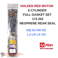 HOLDEN 173 202 RED MOTOR FULL GASKET SET NEOPRENE REAR SEAL HQ HJ HX HZ LJ LH LX