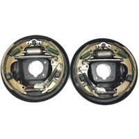 HOLDEN HQ HJ HX HZ WB USED REAR DRUM BRAKE BACKING PLATES WITH NEW SHOES -WHEEL CYLINDERS