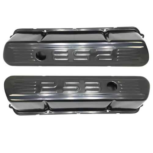 HOLDEN V8 253 LOGO EMBOSSED BLACK ROCKER VALVE COVERS