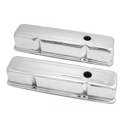 CHEVROLET CHROME TALL VALVE COVERS BAFFLED SMALL BLOCK 283-400 
