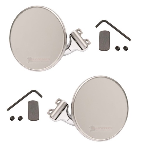RETRO STYLE STAINLESS STEEL 4 INCH SHORT PEEP MIRRORS PAIR OF