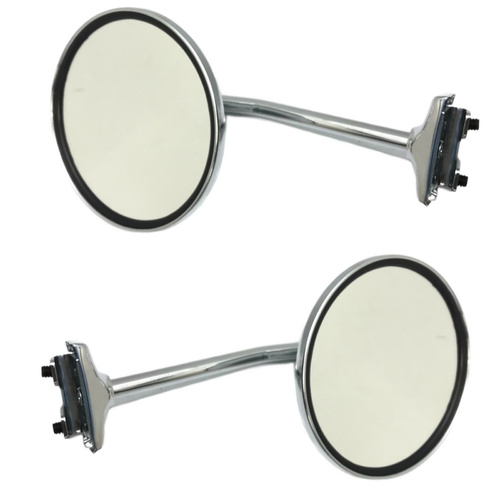 CHROME RETRO STYLE 4.5 INCH  STRAIGHT ARM PEEP MIRRORS PAIR OF