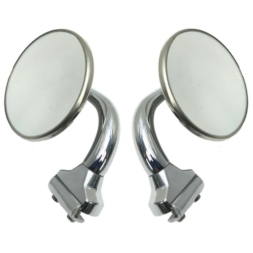  RETRO STYLE STAINLESS STEEL 3 INCH SHORT PEEP MIRRORS PAIR OF