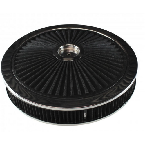 EXTRA FLOW BLACK AIR CLEANER FILTER ASSEMBLY 14X2 RECESSED BASE HOLLEY 5-1/8