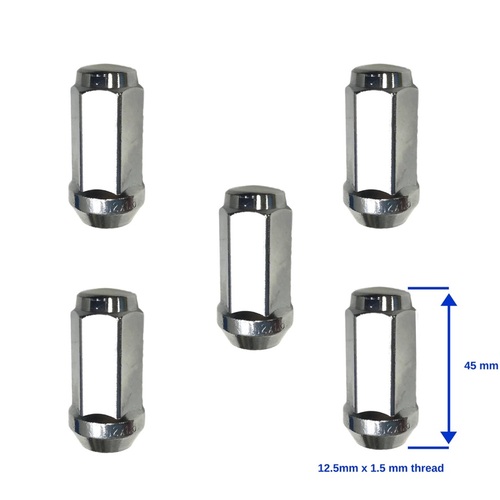 COMMODORE VB VZ LONG SERIES TAPERED SEAT CHROME WHEEL NUTS X 5 NAP