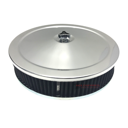 CHROME AIR CLEANER WITH BLACK WASHABLE FILTER ASSEMBLY 9X2 2-5/16 HOLDEN STROMBERG