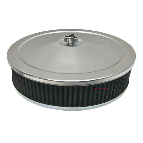 CHROME AIR CLEANER WITH BLACK WASHABLE FILTER ASSEMBLY 9X2 2-5/8 HOLDEN WW STROMBERG