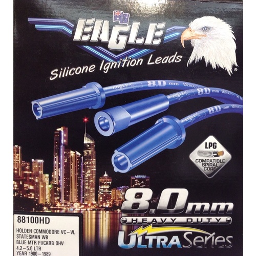 VH SS SL SLE COMMODORE V8 HEI 8MM EAGLE H/D ULTRA SERIES BLUE IGNITION LEADS