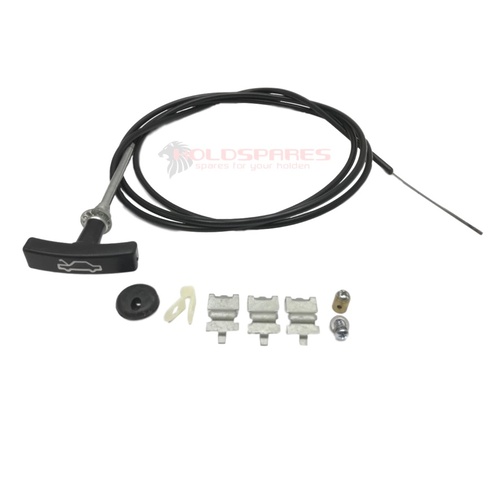  HOLDEN HX HZ NEW REPLACEMENT T HANDLE BONNET CABLE AND CLIP SET