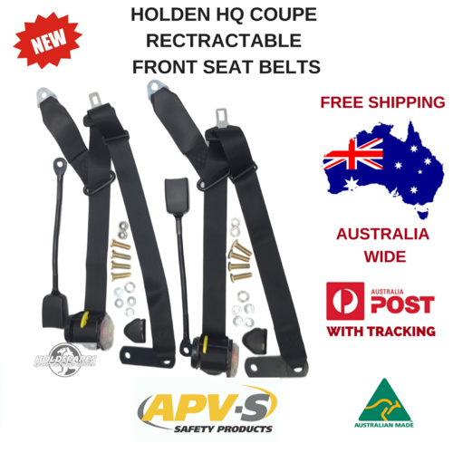 HQ COUPE GTS MONARO NEW REPLACEMENT RETRACTABLE SEAT BELTS 350mm STALKS