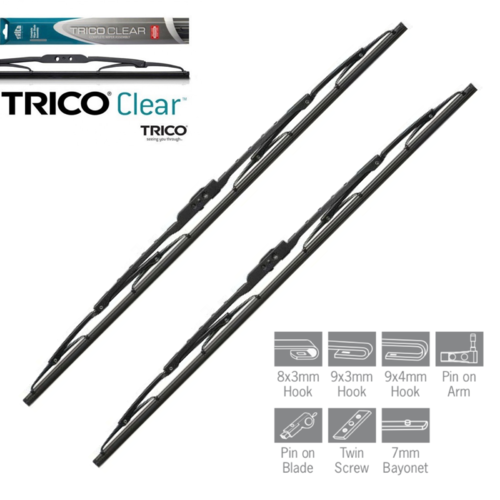 TORANA LC LJ TRICO CLEAR REPLACEMENT WIPER BLADES WITH ADAPTORS 