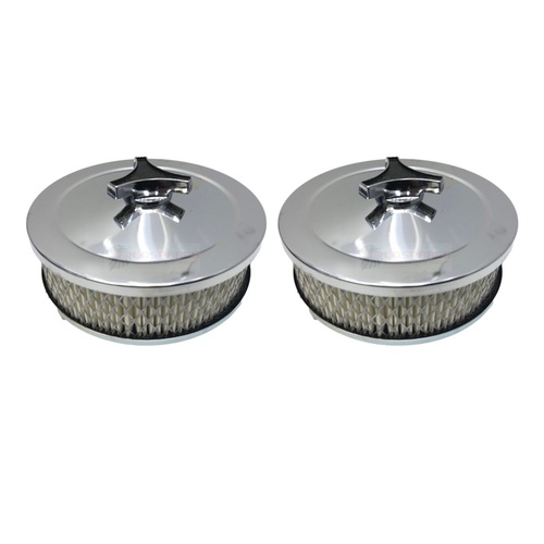 TWIN CHROME AIR CLEANER FILTER ASSEMBLYS 6 X 2 2-5/16 HOLDEN STROMBERG